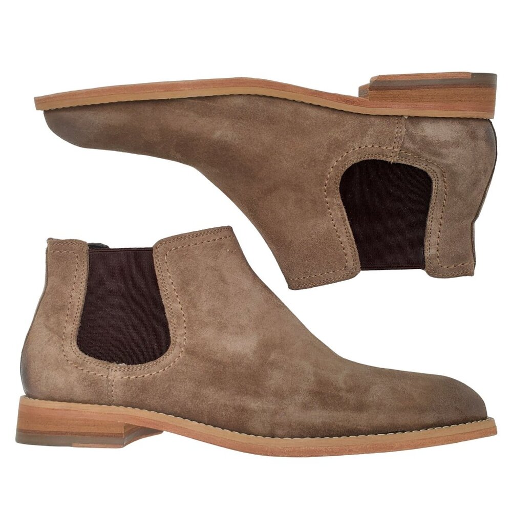 NEW Fabio De Luca Men 9 Tan Brown All Leather Suede Chukka Dress Boots Old Stock - Picture 3 of 14